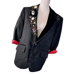 PALM BEACH FASHIONS! VINTAGE VELVET LAPEL TUX JACKET INTRICATELY EMBELLISHED! 10